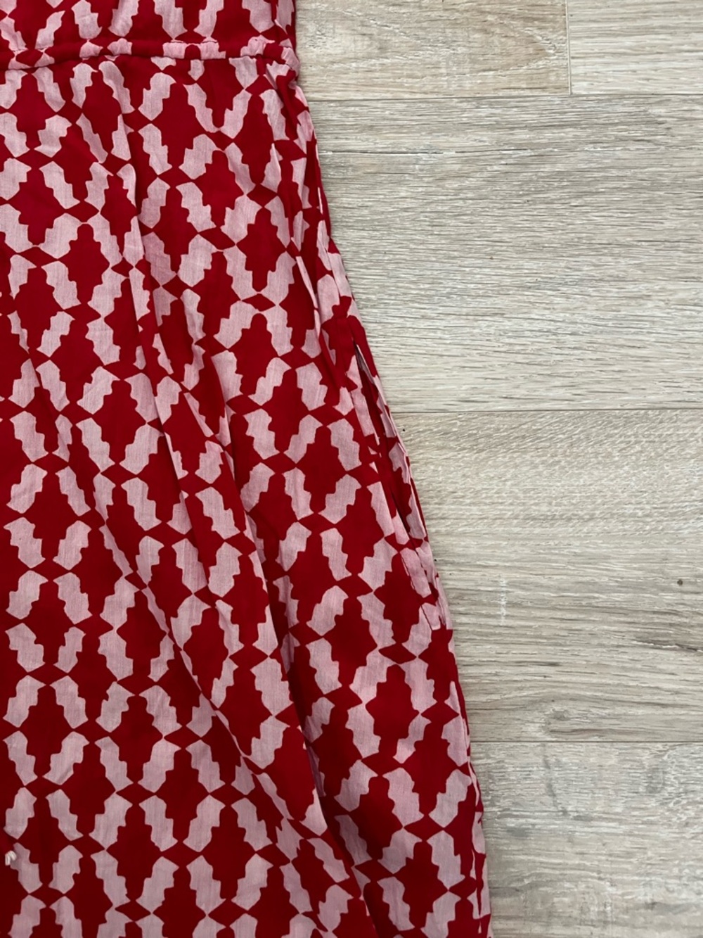 Babbaki Women’s Red and White Diamond Sleeveless Maxi Dress - Size Small - Picture 4 of 7
